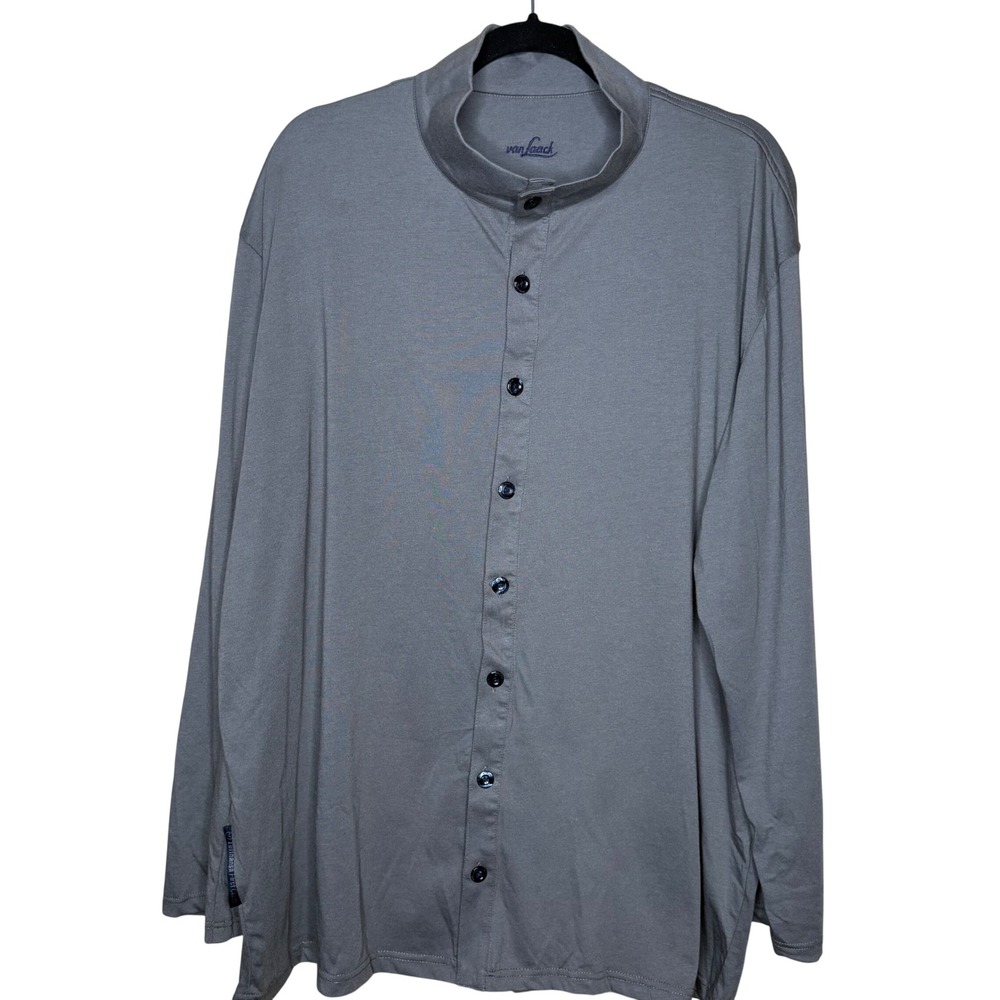 Van Laack Lufthansa First Class Grey Mandarin Collar‎ Button Down Shirt Mens XL